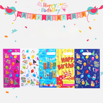 50x Geschenktüten Geburtstag Kinder – Happy Birthday Tüten mit Griff 25x16 cm – Party Goodie Bags zum Befüllen für Süßigkeiten, Mitgebsel & Kindergeburtstag Deko